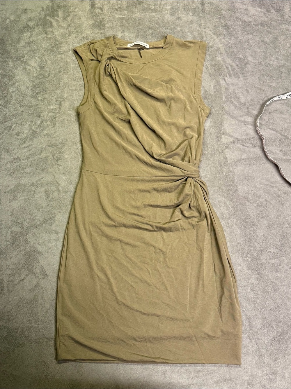 T by Alexander Wang Olive Knot-Detail Sleeveless Mini Dress OLIVE COLOUR